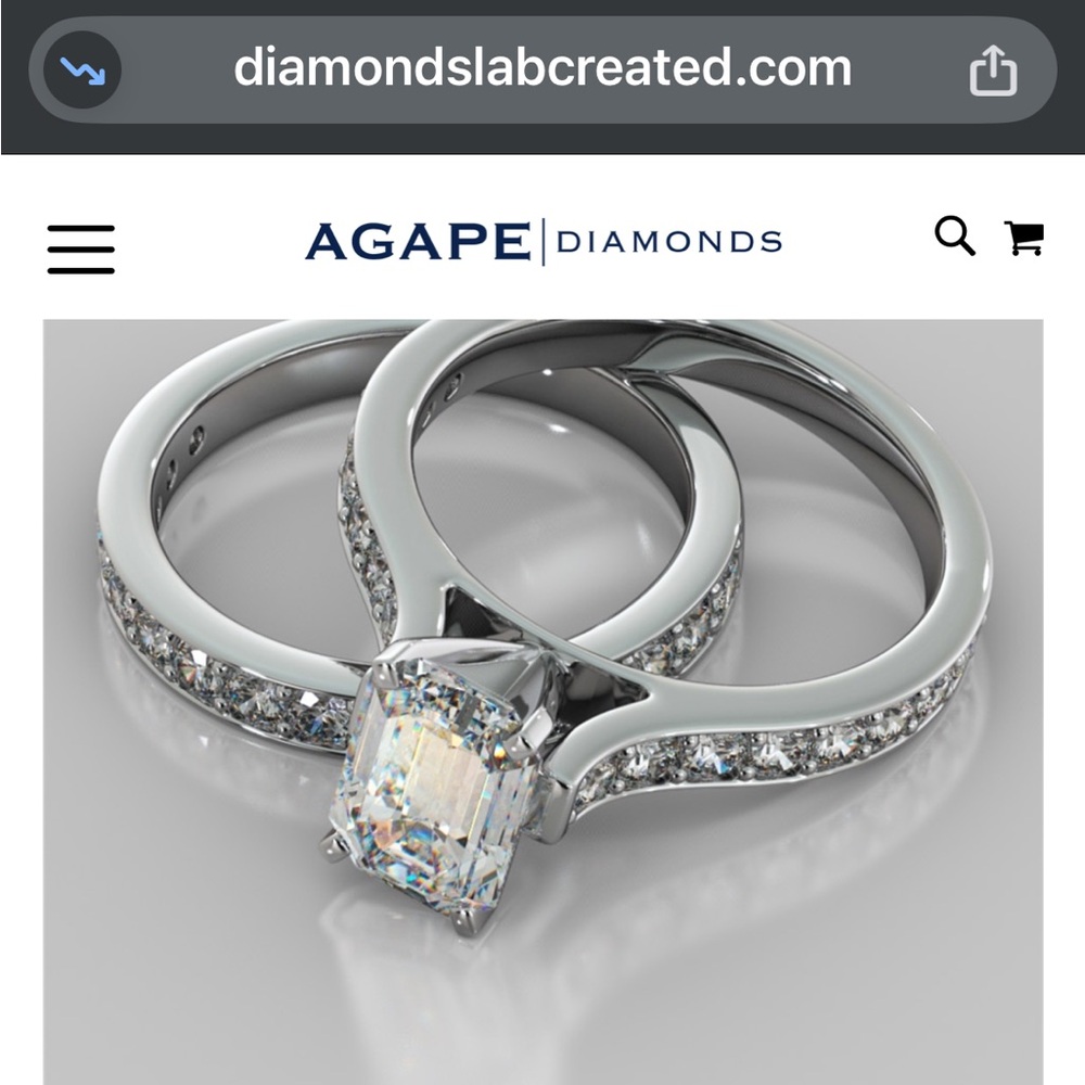 14kWG Agape Diamonds Cubic Engagement Ring Sz7.5 Sizable